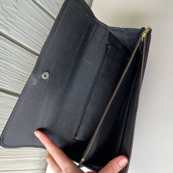 VTG 60s 70s Silk Embroidered Clutch Floral Black Evening Bag Talon Zipper Hong K - Picture 4 of 9